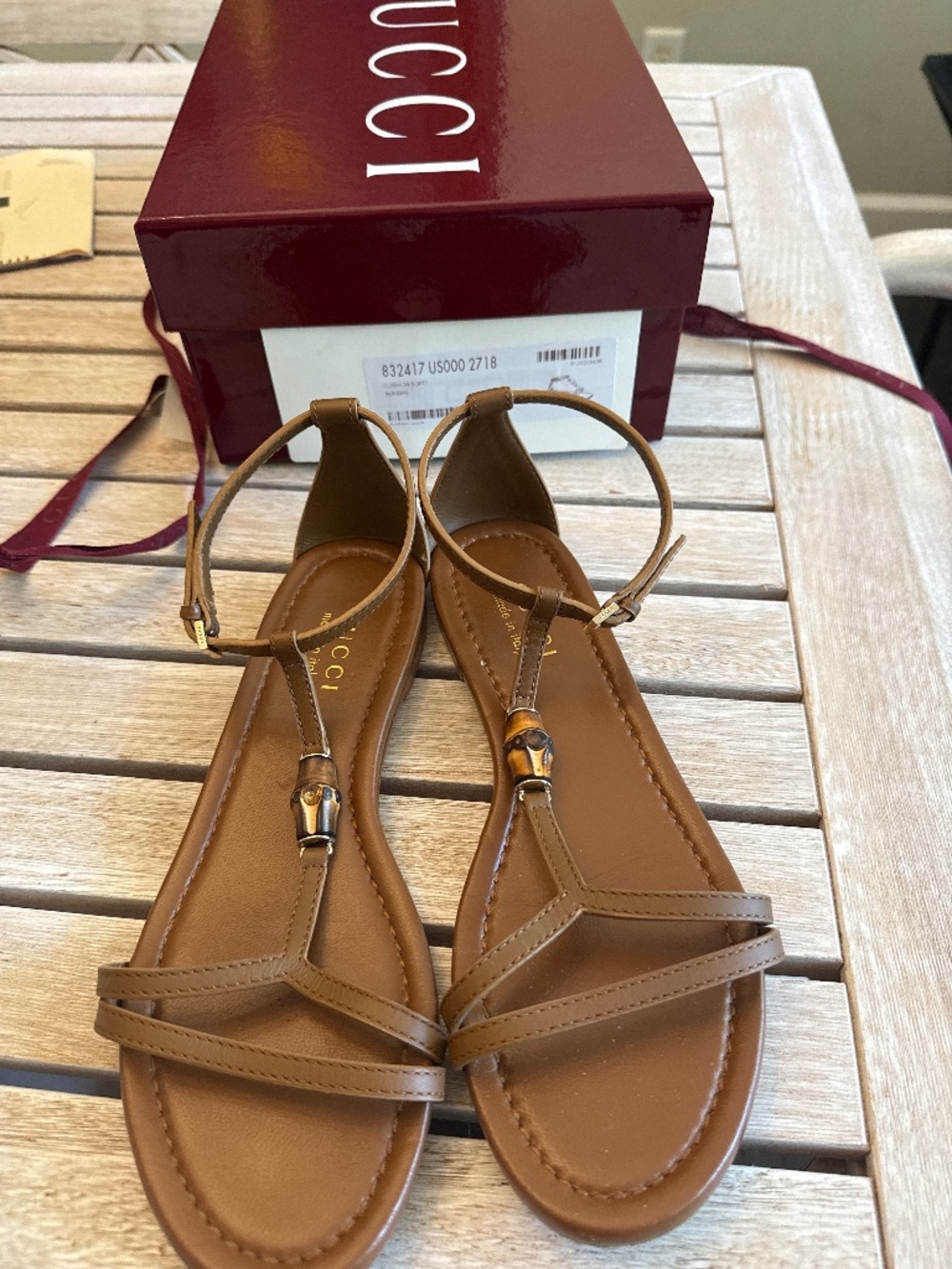 Gucci Bamboo Leather Sundial Sandal size 36